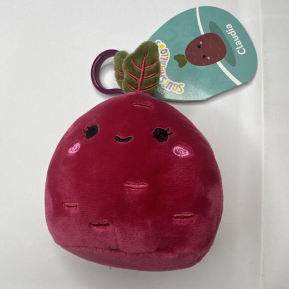 Squishmallows Claudia Beet Plush KellyToy Clip Stuffed Keychain Veggie Squad NWT - Picture 1 of 3